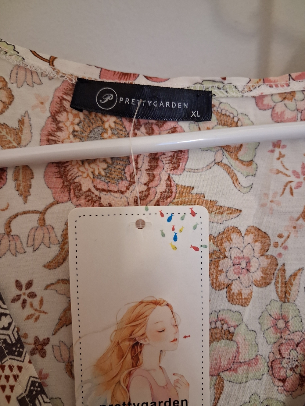 PrettyGarden Floral Maxi Dress in Cream and Pink - Picture 4 of 5